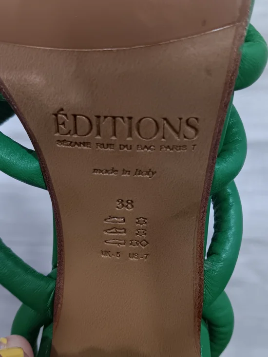 Sézane Editions Women's Deborah Leather Sandals Vibrant Green 7 - Picture 10 of 14